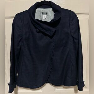 J. Crew Women Navy Blue Blazer Suit Jacket Formal Wear, Sz 4, Cotton & Linen